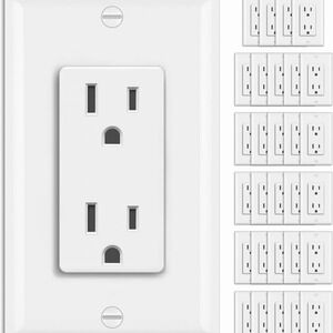 BESTTEN‎ 30 Pack 15 Amp Decorator Receptacle Outlet w/ Screwless Wall Plates